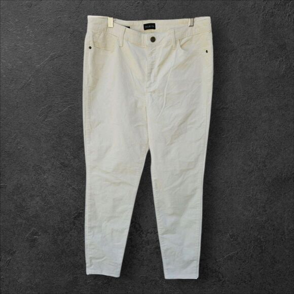 Talbots Cream Off White Straight Leg Corduroy Pants Jeans Women's 12 Stretch - Picture 1 of 8